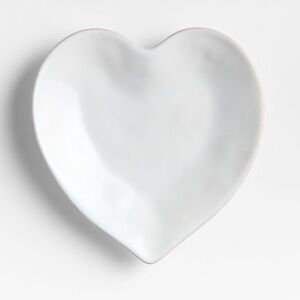 New! Crate&Barrel White Stoneware Heart Salad Plate